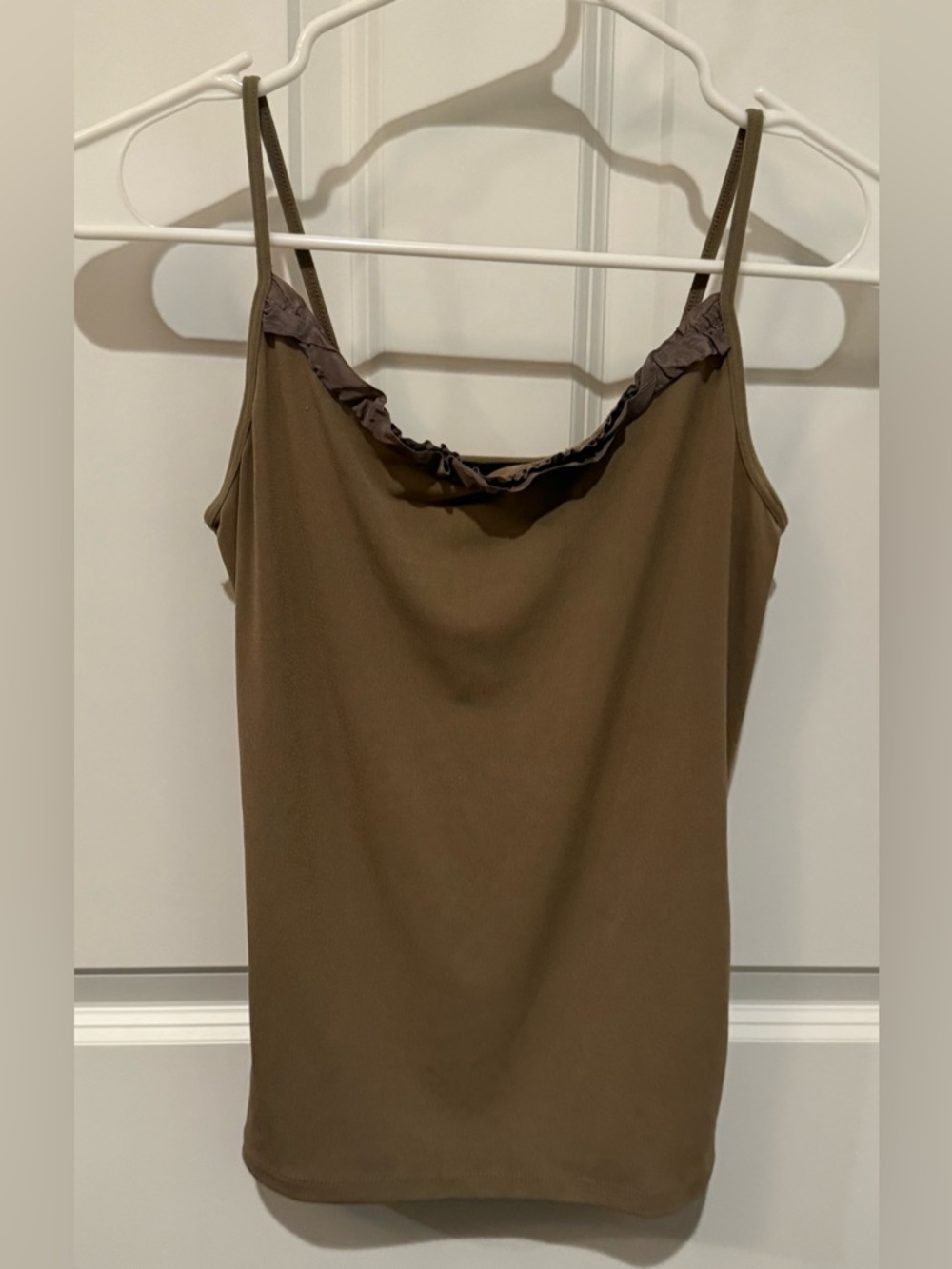 The Limited Olive Brown Ruffle-Trim Camisole